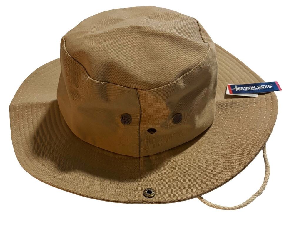 Mission Ridge Boonie Hat Khaki Tan Wide Brim Outdoor Safari Fishing Sun Hat NWT